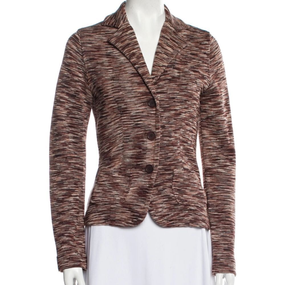MAGASCHONI brown space dye silk‎ pointed collar two button blazer S